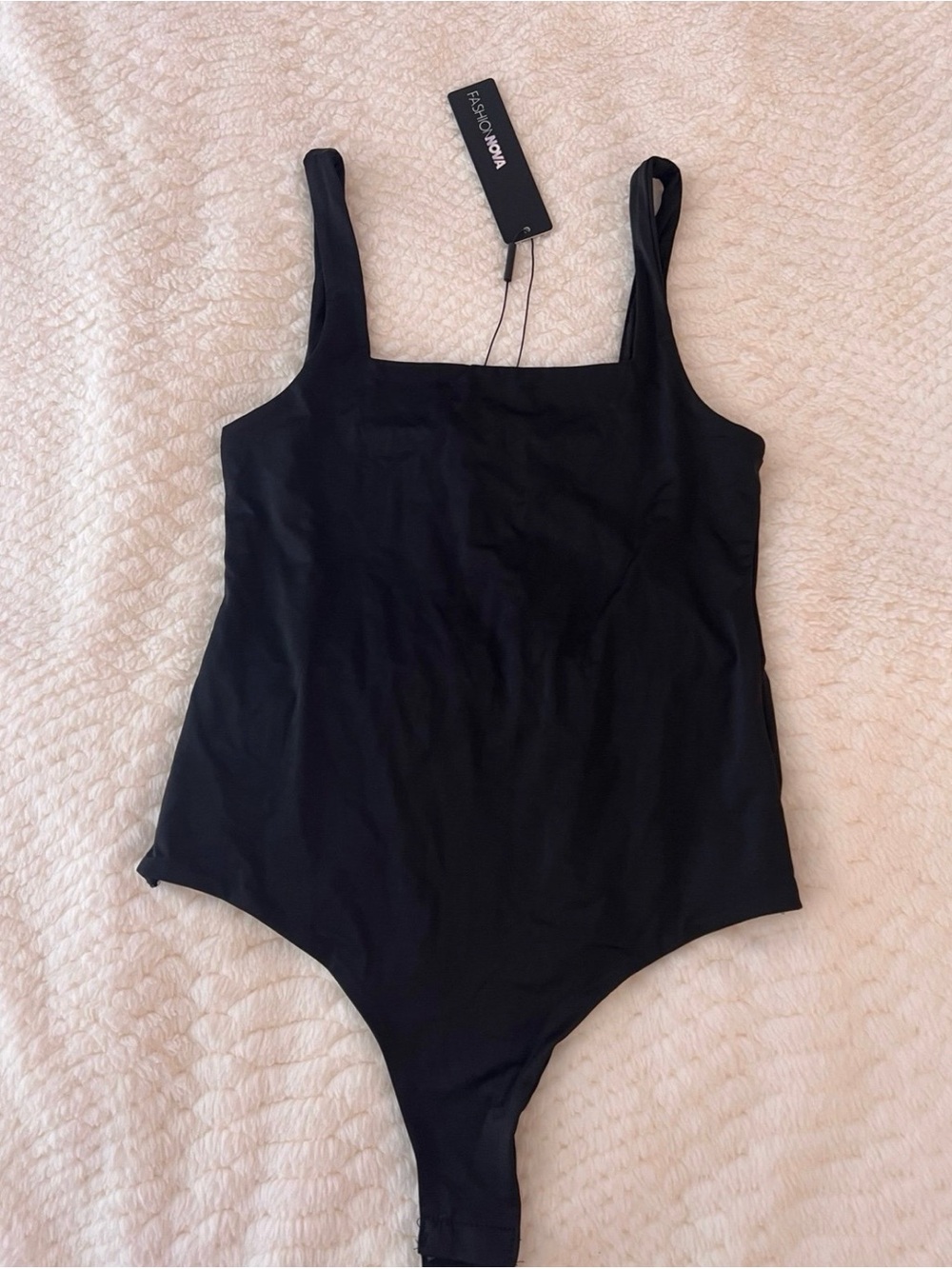 Fashion Nova Black Square Neck Girls' One-Piece Bodysuit